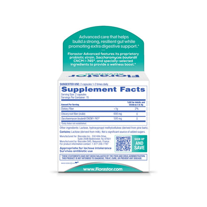 Florastor® Advanced Pro + Pre Probiotic & Prebiotic Fiber Supplement